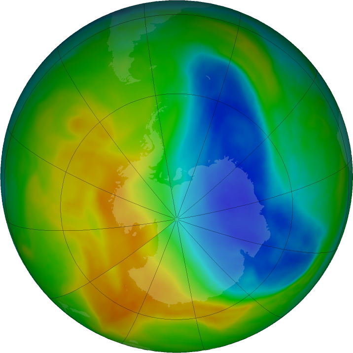 Antarctic ozone map for 07 November 2017